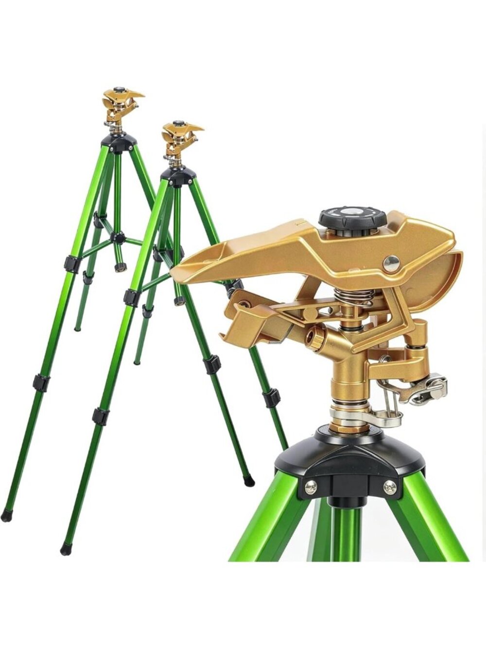 LIULO TOOL 2 Pack Large Impact Sprinkler on Tripod Base, Heavy Duty Zinc Alloy